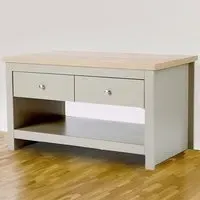 Apollo 2 Drawer Coffee Table - Grey, Oak