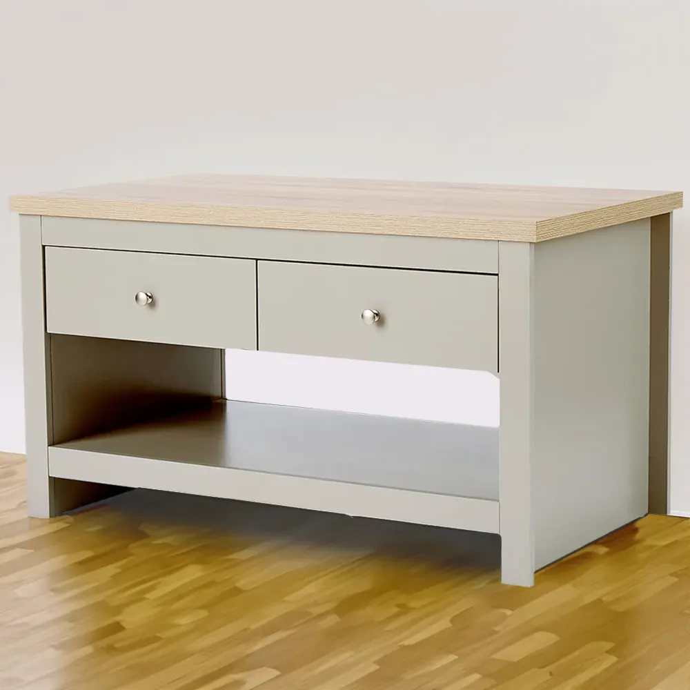 Apollo 2 Drawer Coffee Table - Grey, Oak