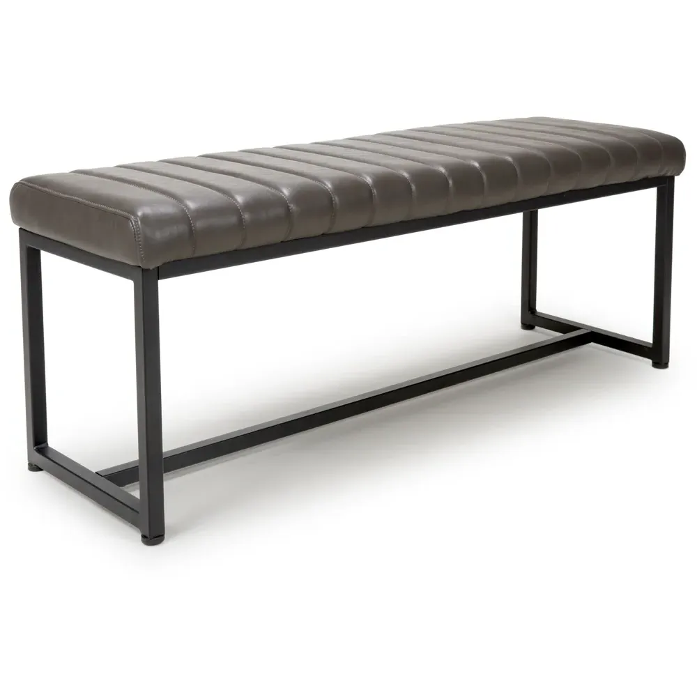 Archer 2-Seater Dining Bench - Grey, Leather Effect