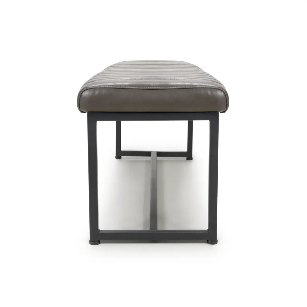 Archer 2-Seater Dining Bench - Grey, Leather Effect