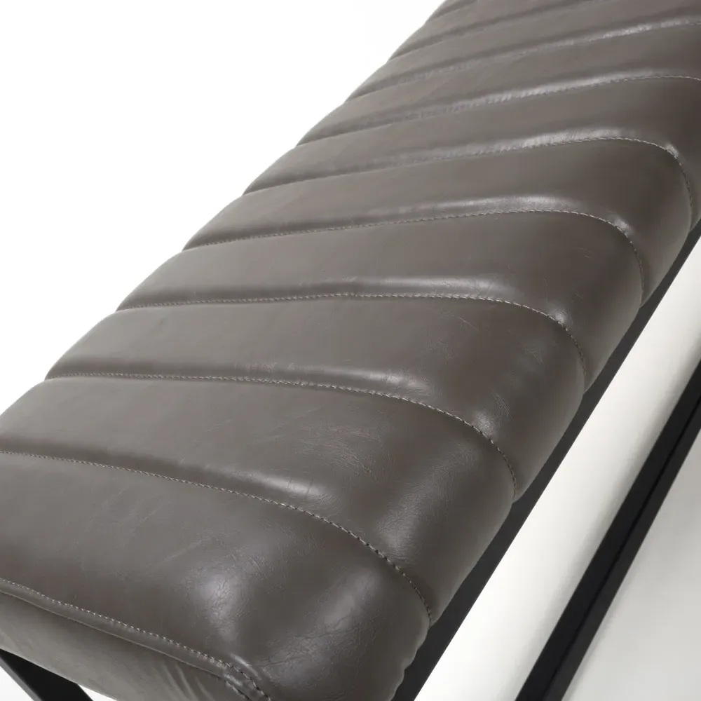 Archer 2-Seater Dining Bench - Grey, Leather Effect