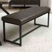 Archer 2-Seater Dining Bench - Grey, Leather Effect
