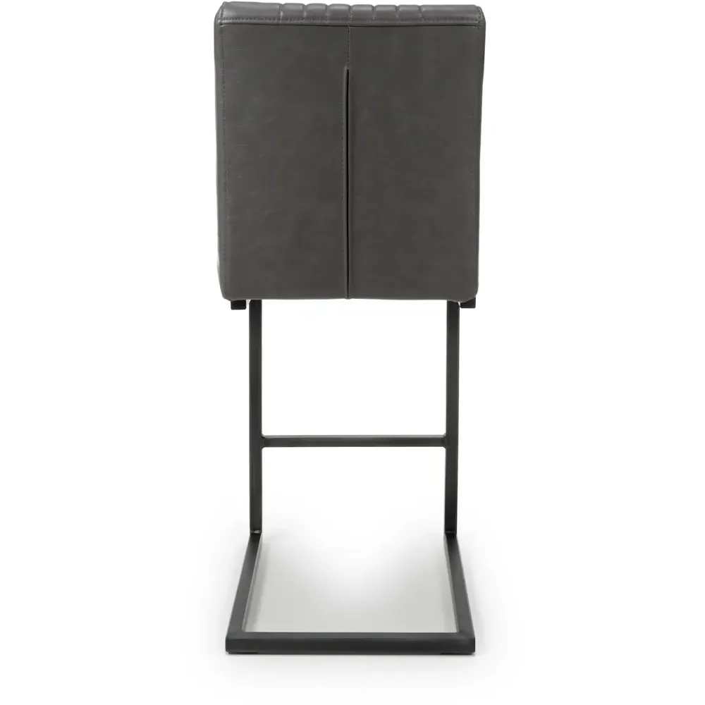 Archer Bar Stool Set of 2 - Grey, Leather Effect