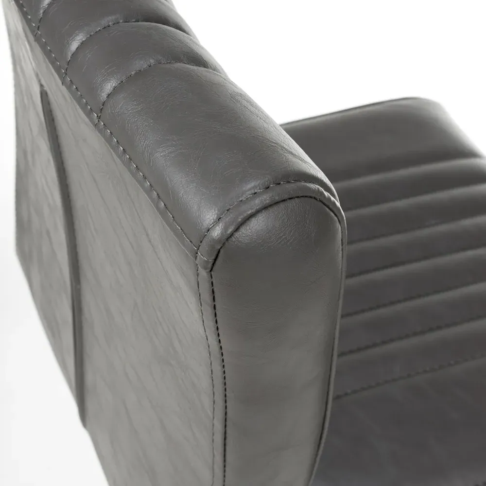 Archer Bar Stool Set of 2 - Grey, Leather Effect