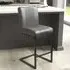 Archer Bar Stool Set of 2 - Grey, Leather Effect