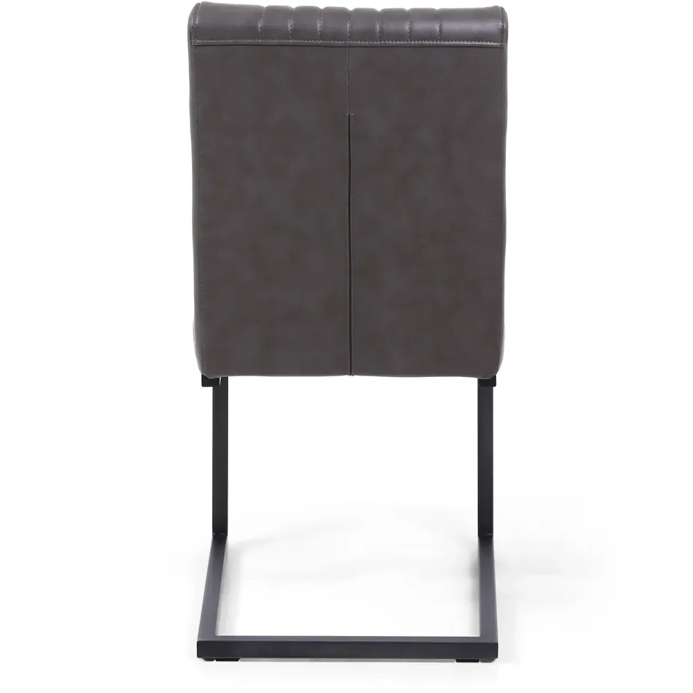 Archer Set of 2 Dining Chairs - Grey, Leather Effect