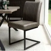 Archer Set of 2 Dining Chairs - Grey, Leather Effect