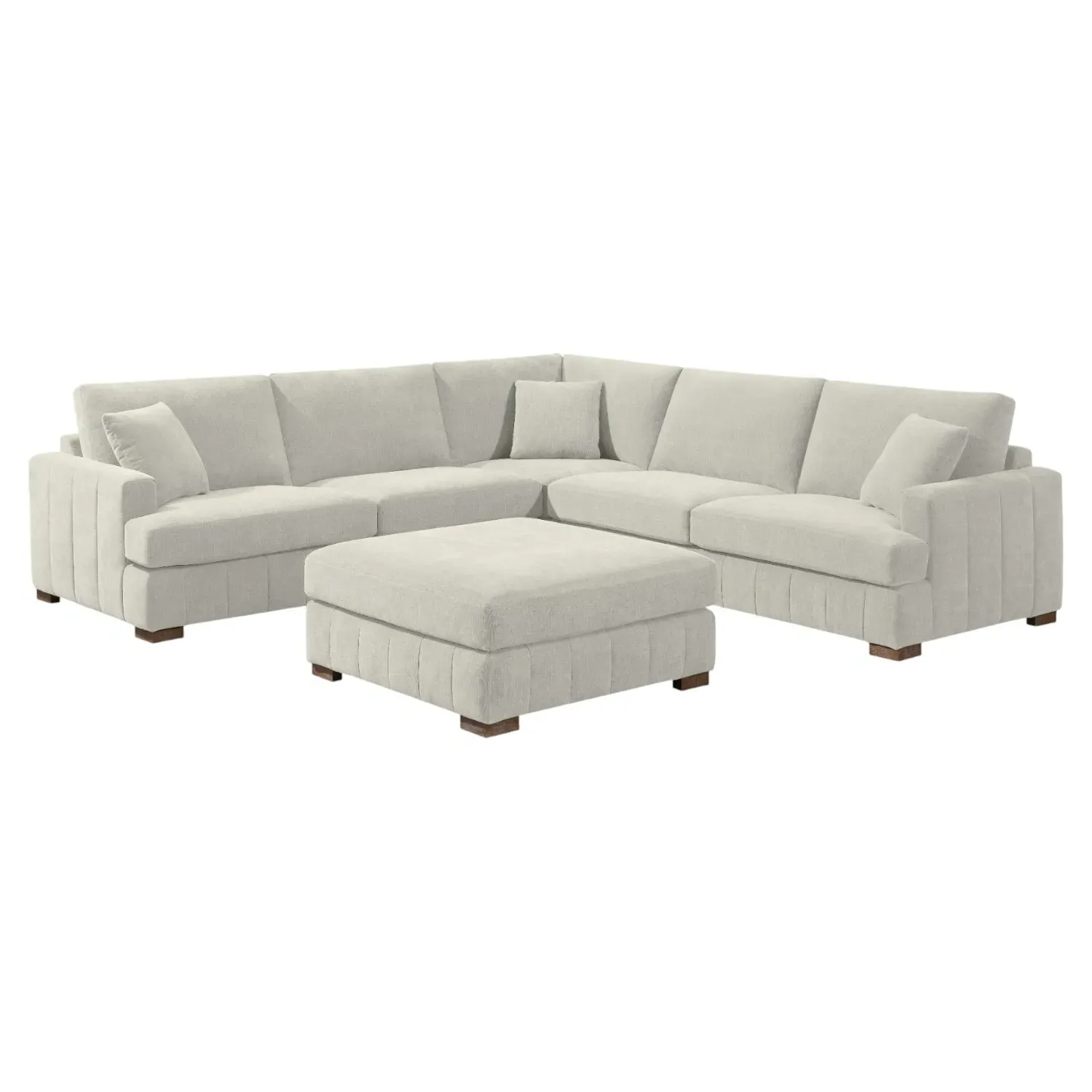 Arden Corner Sofa with Footstool - Cream, Polyester