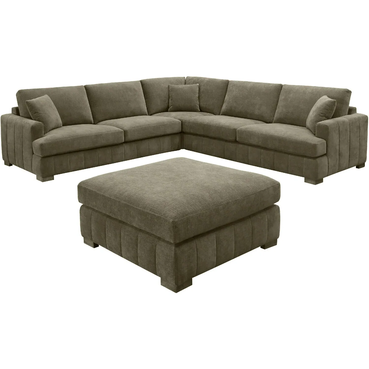 Arden Corner Sofa with Footstool - Green, Polyester