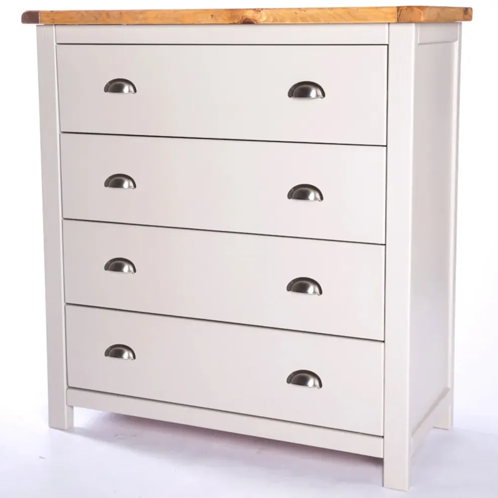 Argenta 4 Drawer Chest of Drawers with Chrome Cup Handles - Grey, Pine