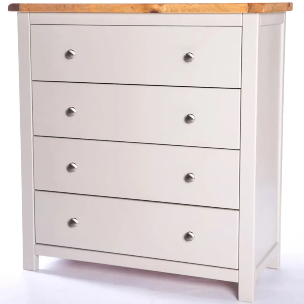 Argenta 4 Drawer Chest of Drawers with Chrome Knobs - Grey, Pine