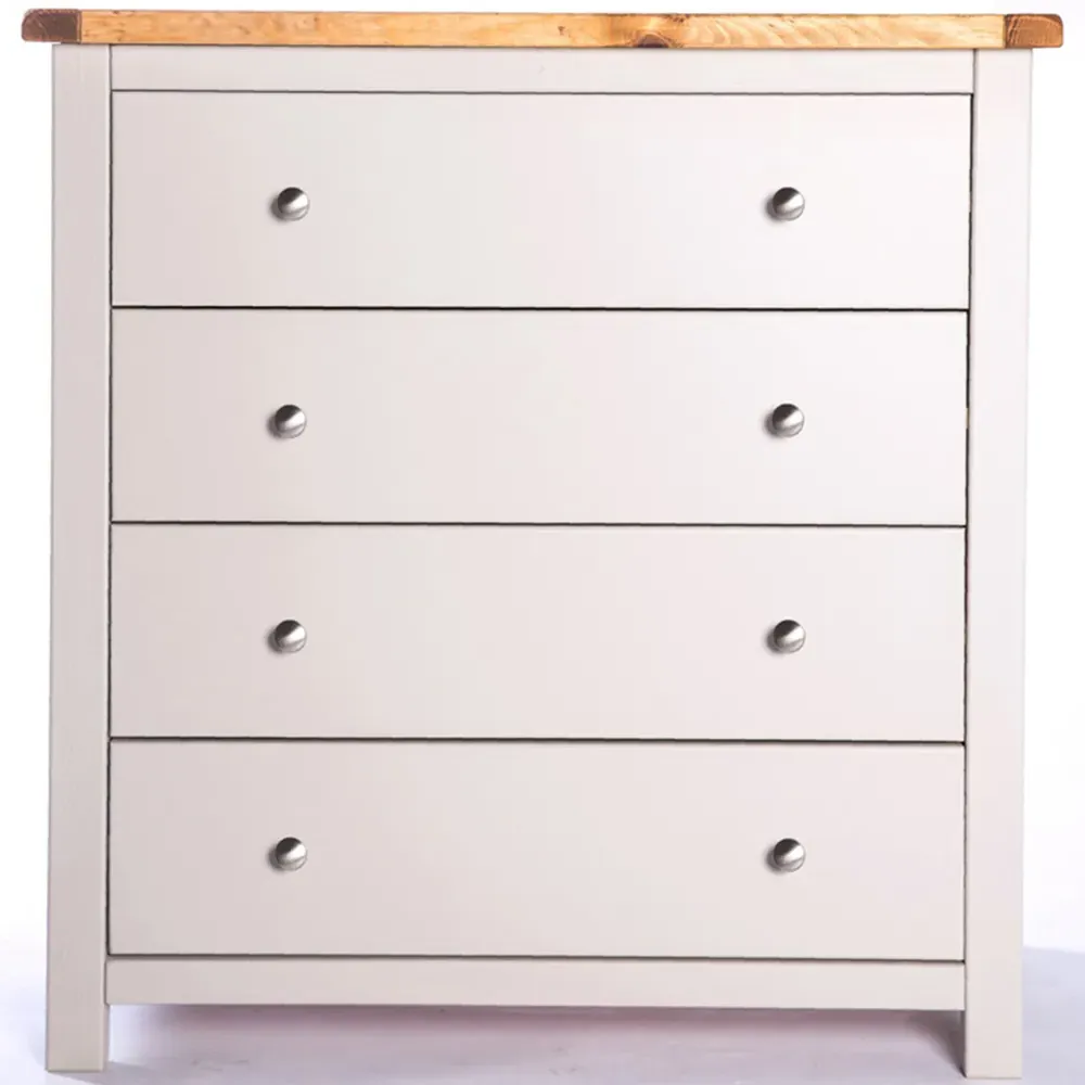 Argenta 4 Drawer Chest of Drawers with Chrome Knobs - Grey, Pine