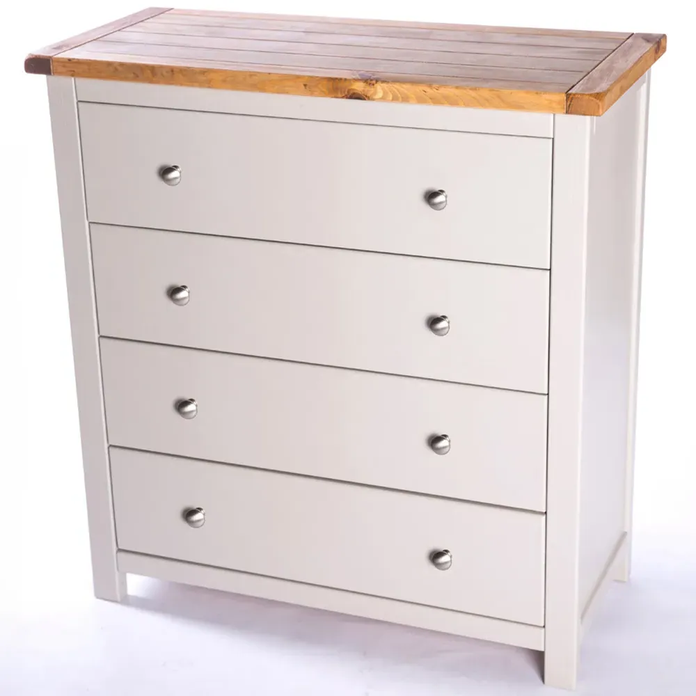 Argenta 4 Drawer Chest of Drawers with Chrome Knobs - Grey, Pine