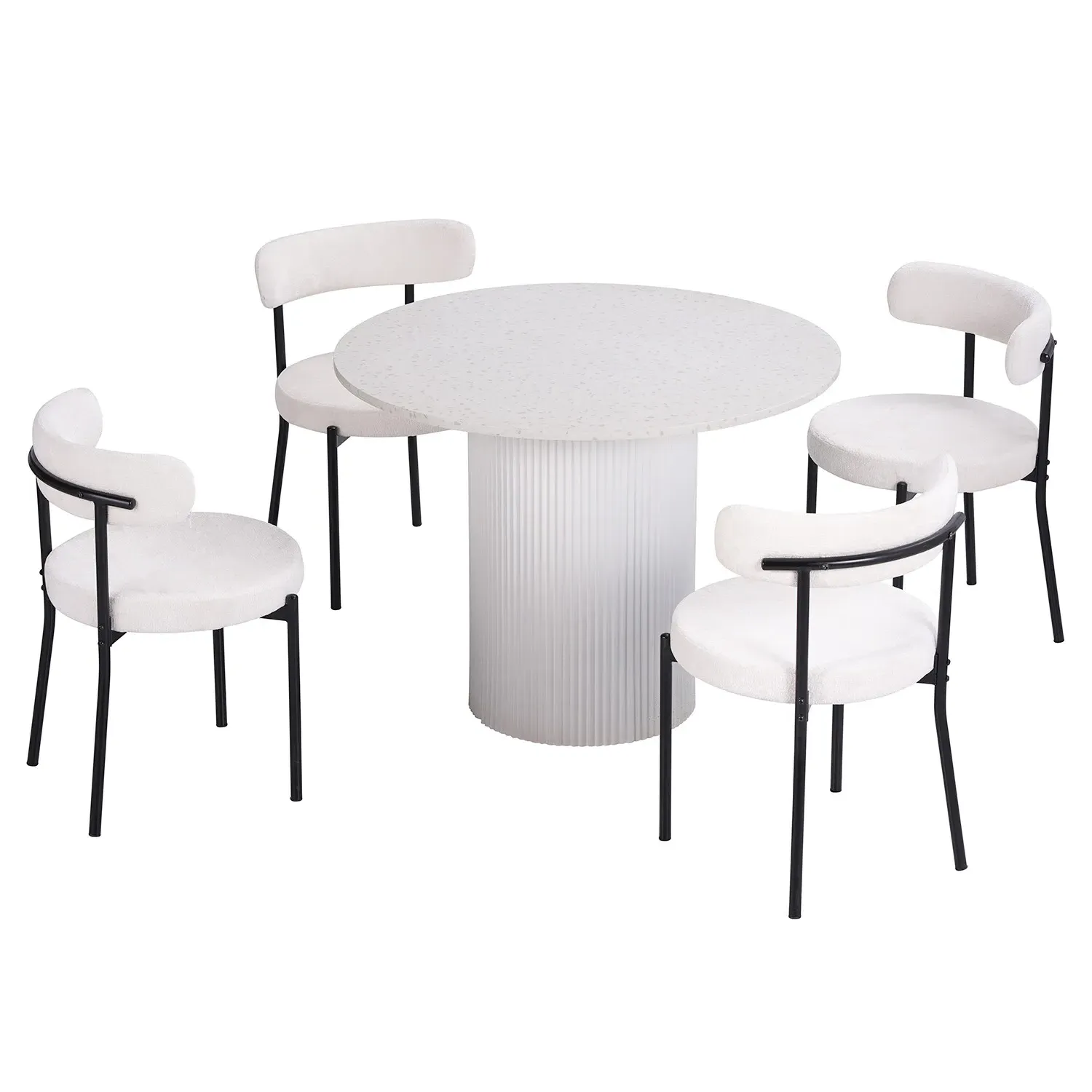 Ariana Chairs - White, Boucle