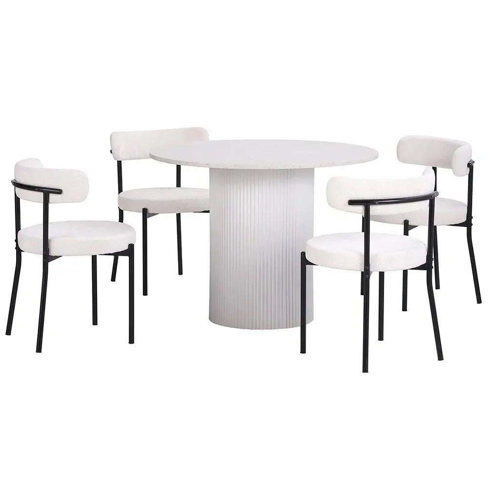 Ariana Round 4 Seater Dining Table - White