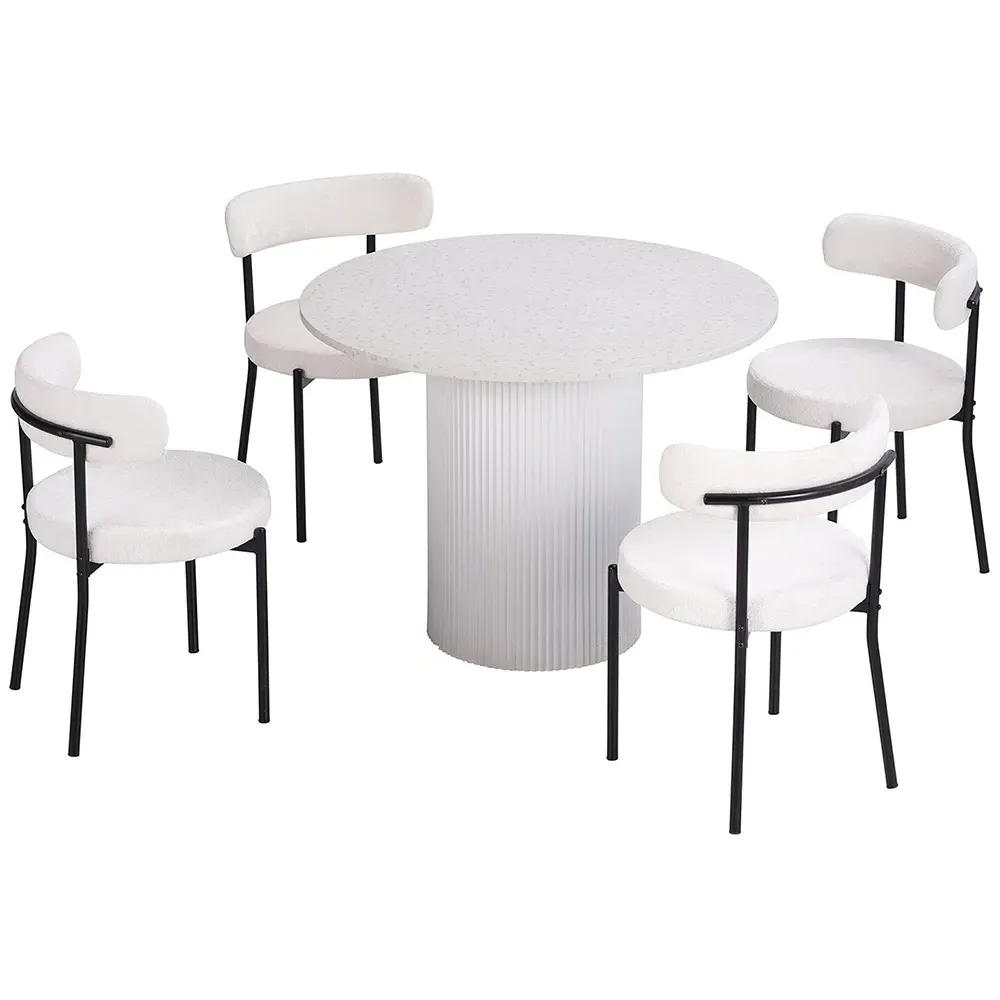 Ariana Round 4 Seater Dining Table - White