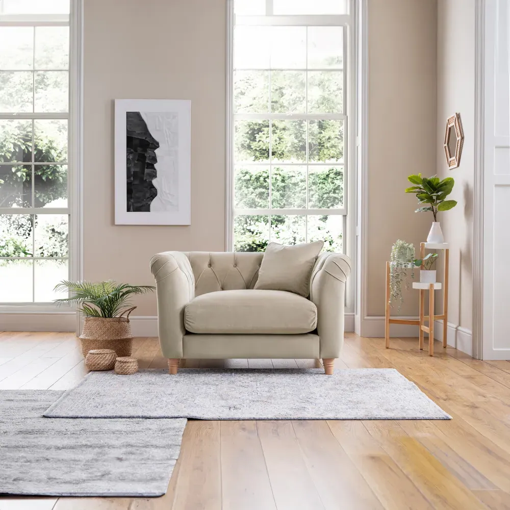 Armchair with Reversible Cushion - Putty, Velvet