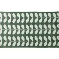 Art Deco Leaf Rug - Olive, Cotton