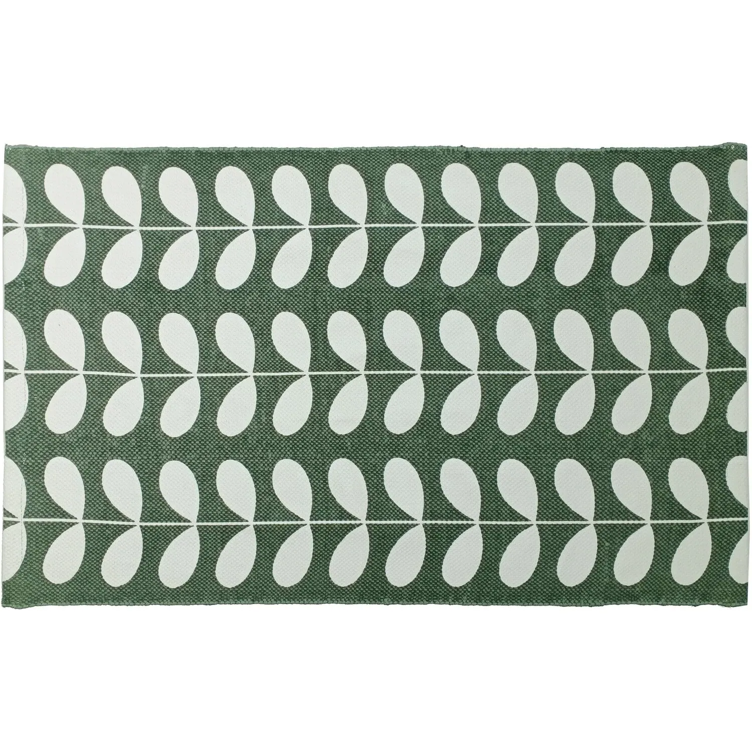 Art Deco Leaf Rug - Olive, Cotton