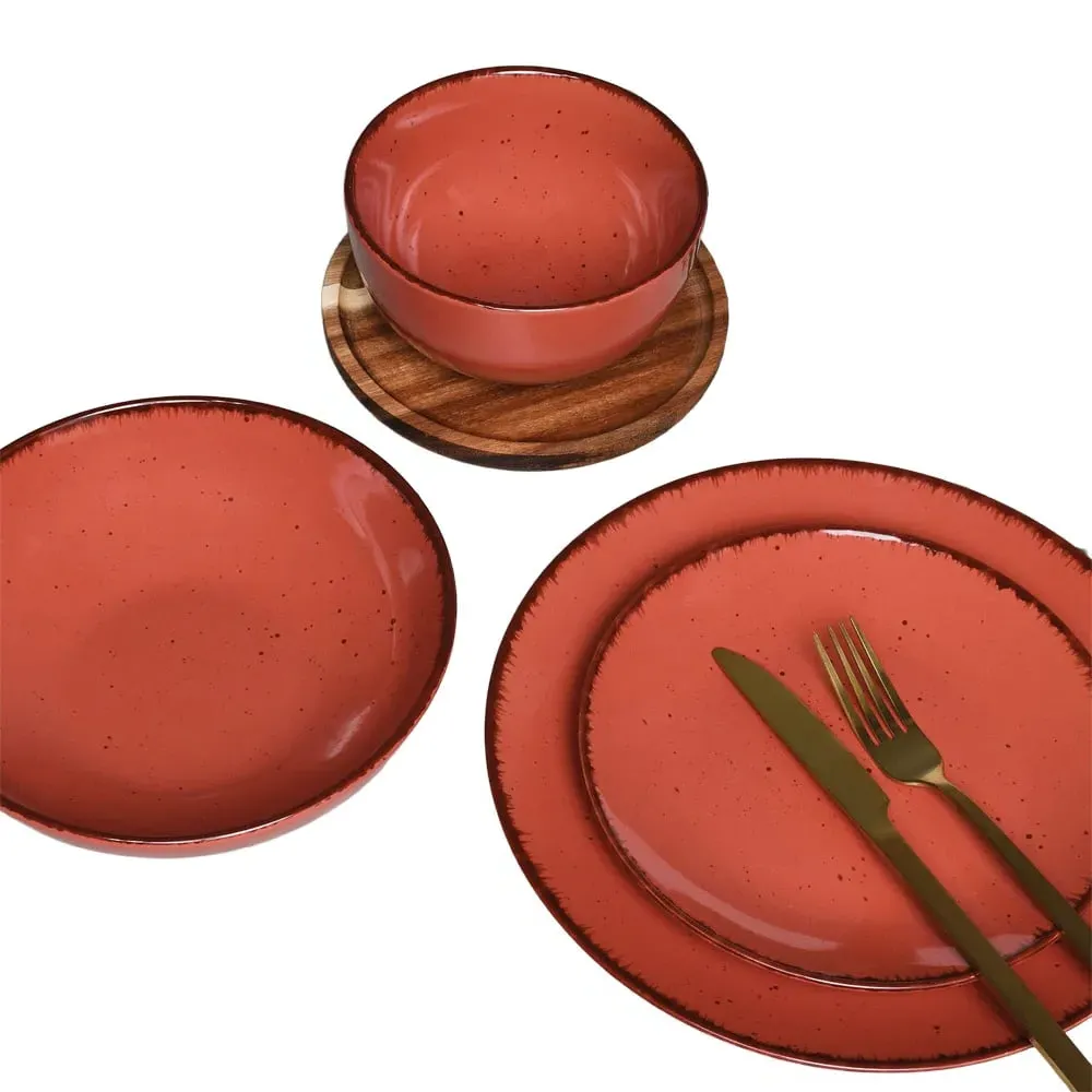 Arte 12 Piece Dinner Set - Coral