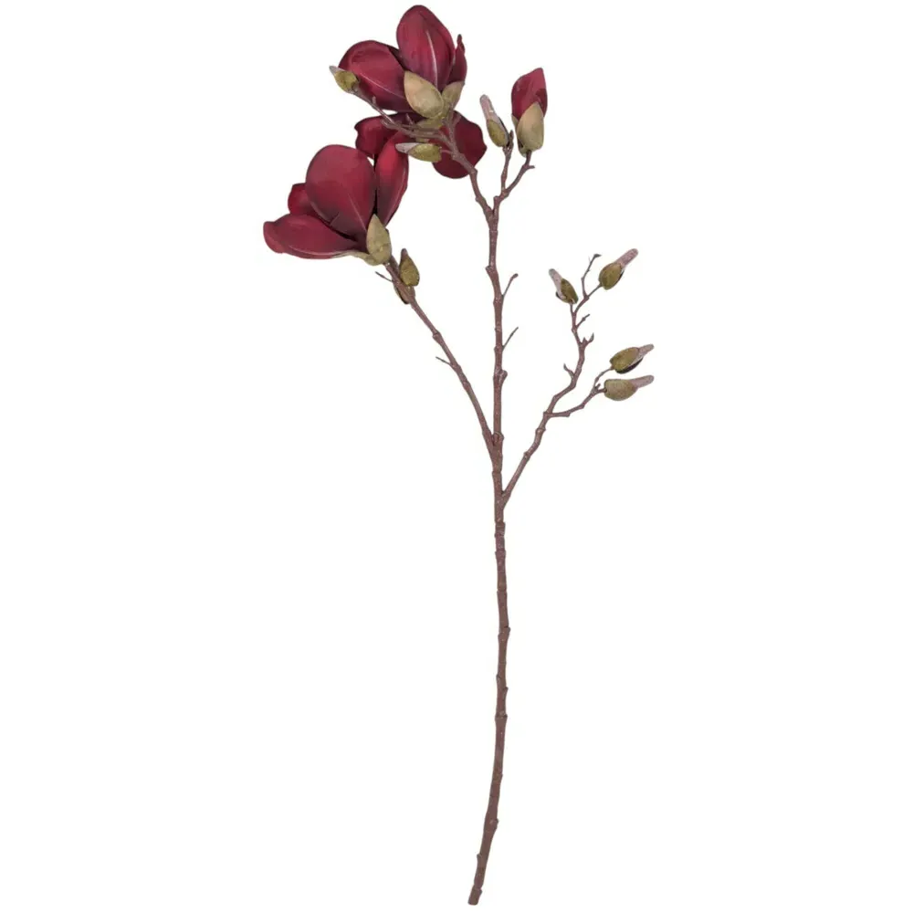 Artificial Magnolia Stem - Burgundy