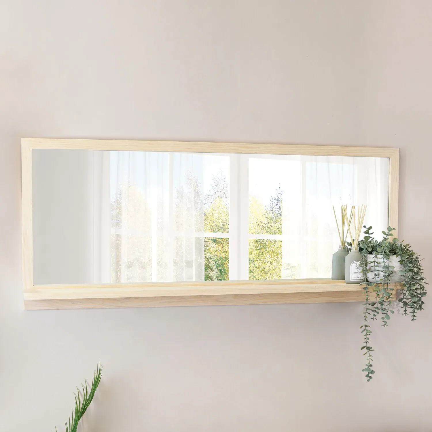 Ashdown Wooden Shelf Mirror - Natural