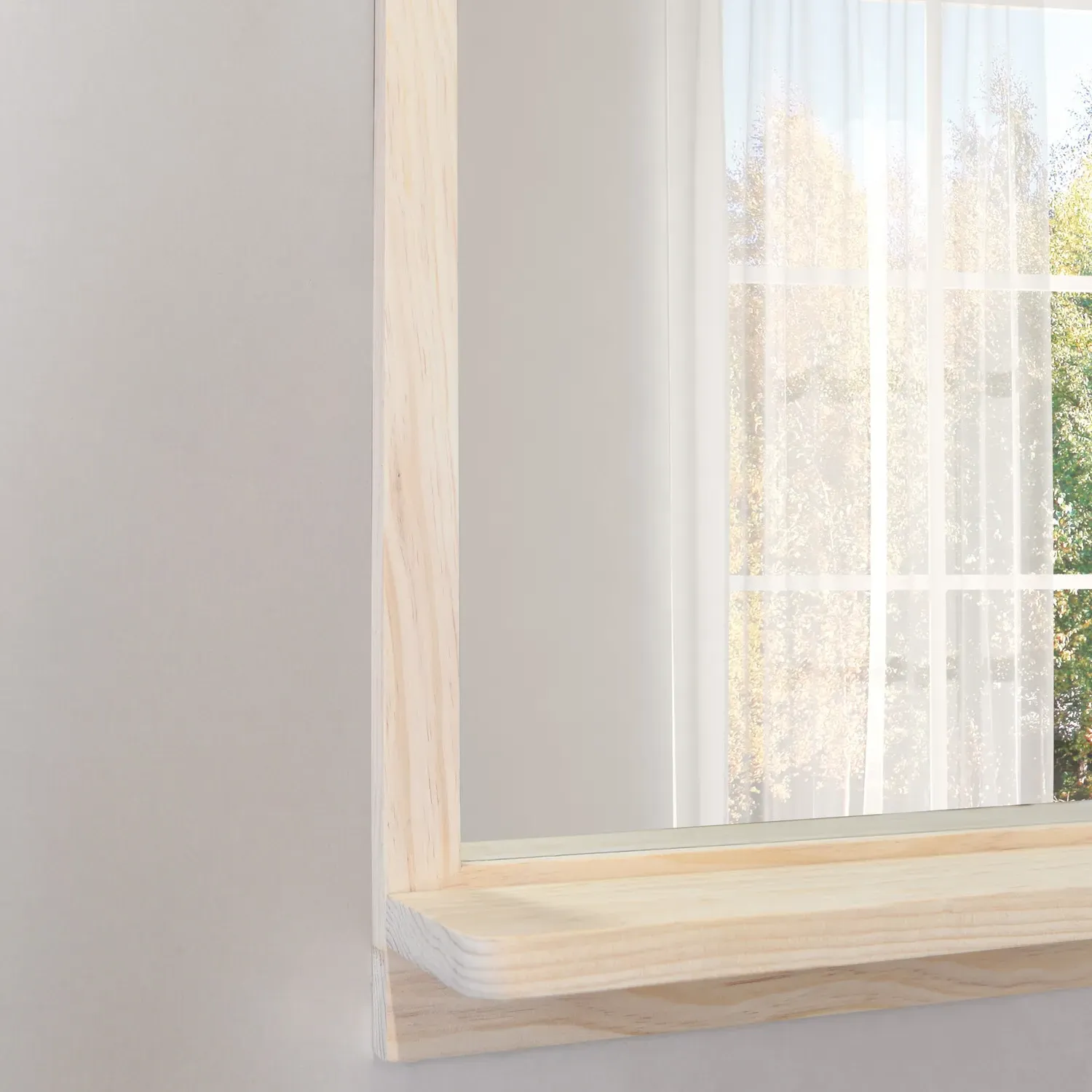 Ashdown Wooden Shelf Mirror - Natural