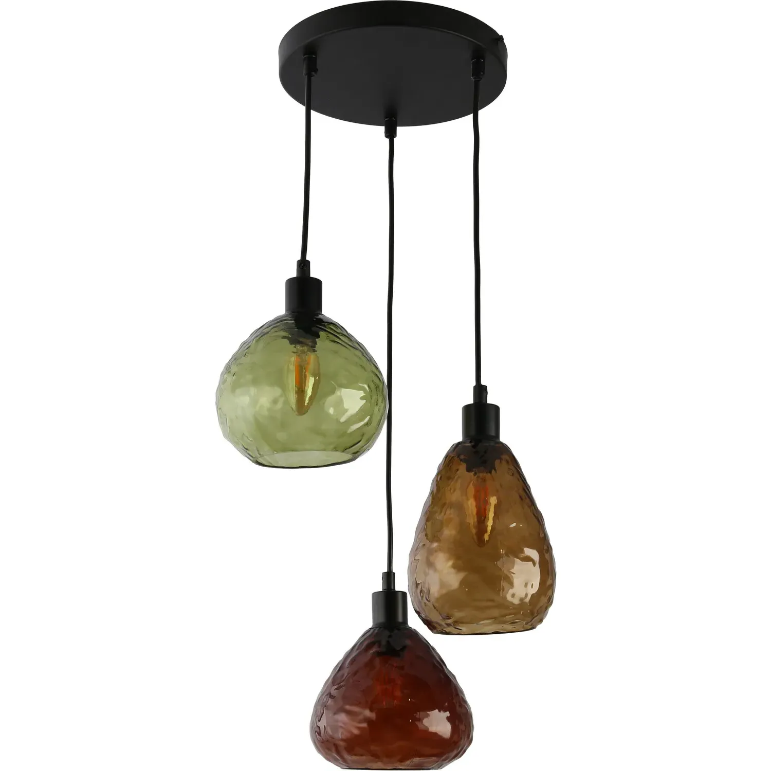 Asher 3 Light Electrical Fitting - Tinted Glass
