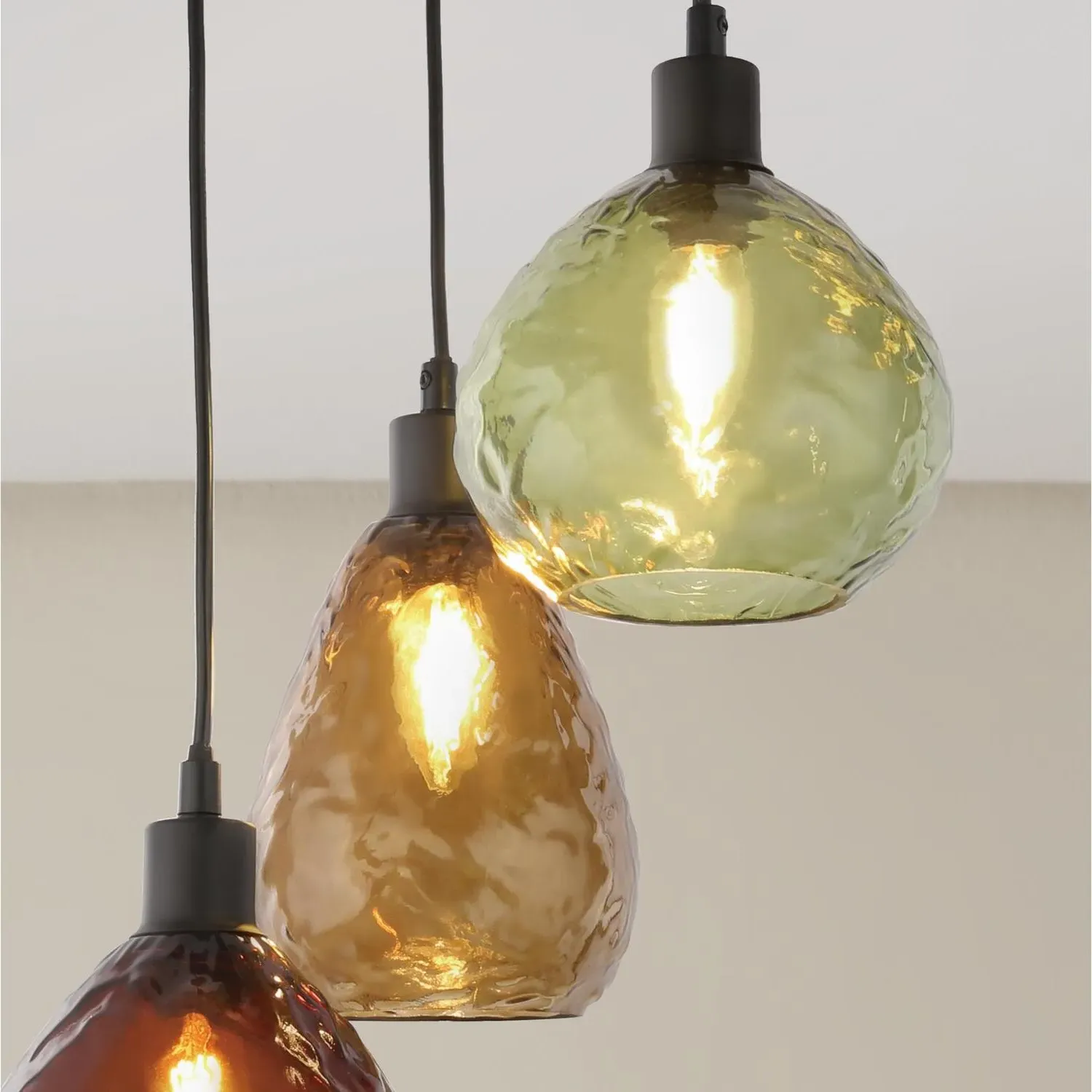 Asher 3 Light Electrical Fitting - Tinted Glass