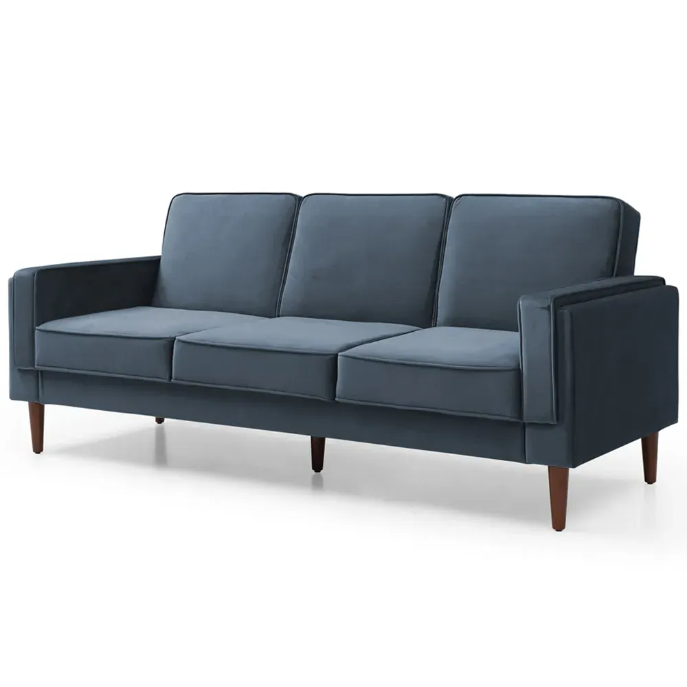 Asher 3-Seater Sofa Bed with Click-Clack - Blue, Velvet