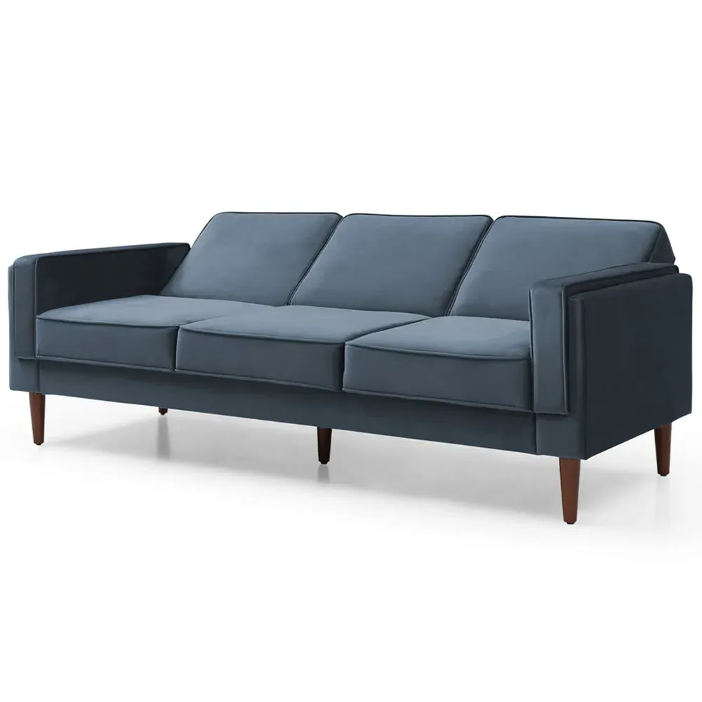 Asher 3-Seater Sofa Bed with Click-Clack - Blue, Velvet