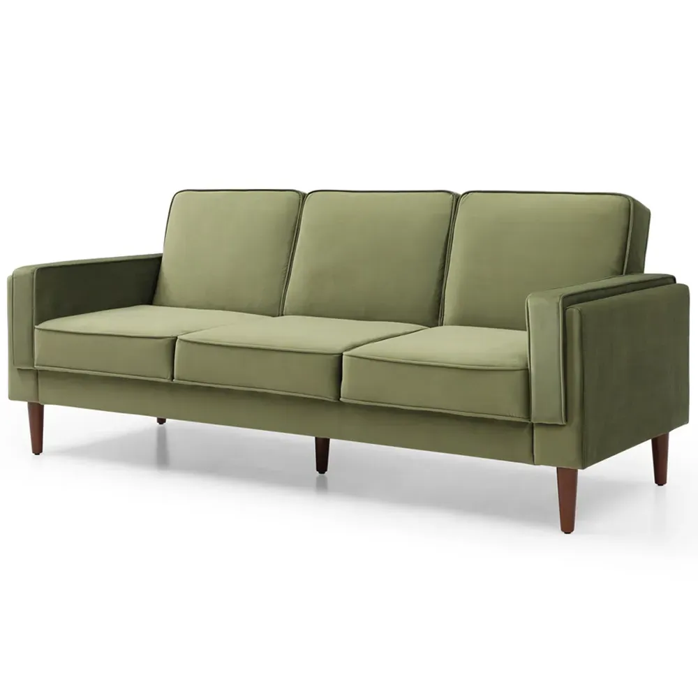Asher 3-Seater Sofa Bed with Click-Clack - Green, Velvet