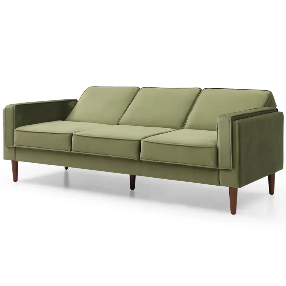 Asher 3-Seater Sofa Bed with Click-Clack - Green, Velvet