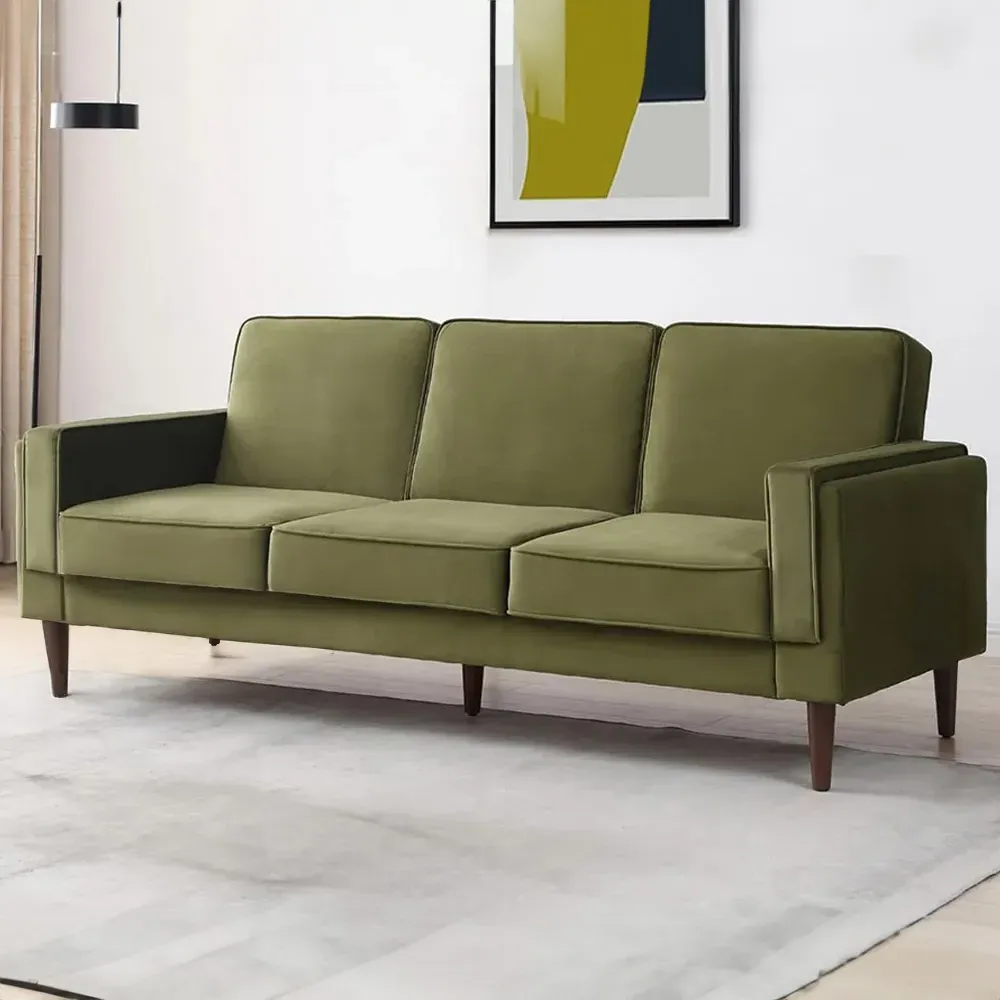 Asher 3-Seater Sofa Bed with Click-Clack - Green, Velvet