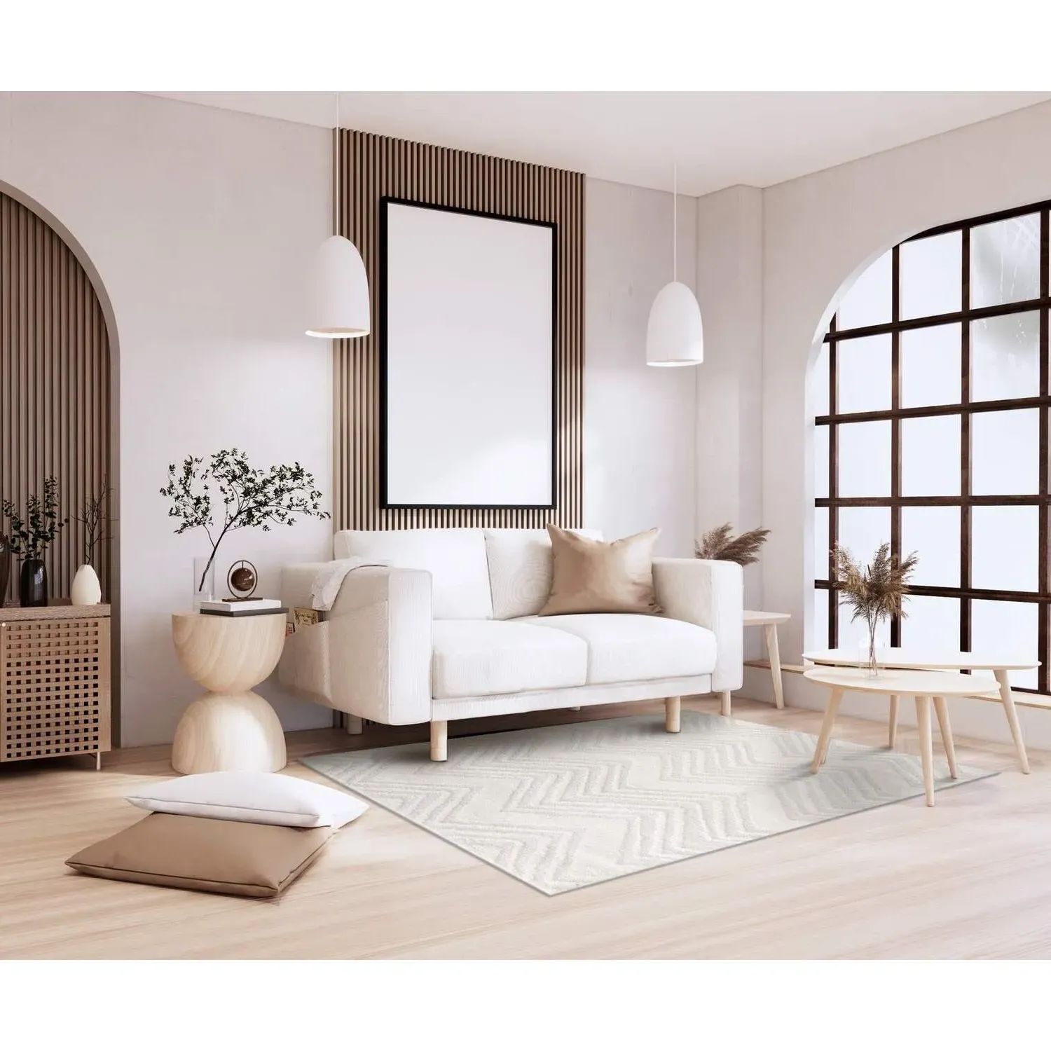 Ashton 160cm Zigzag Rug - White