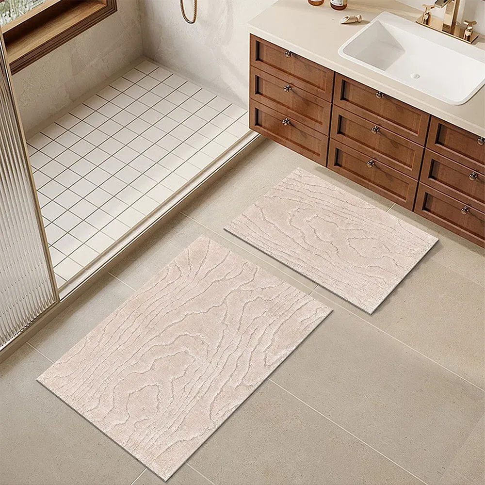 Aspen Wood Bath Mat - Beige, Cotton