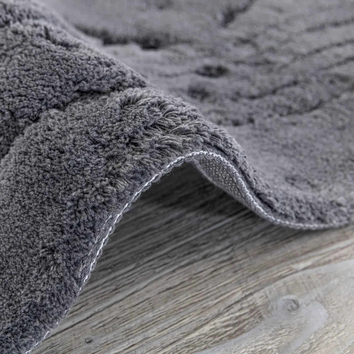 Aspen Wood Bath Mat - Dark Grey, Cotton