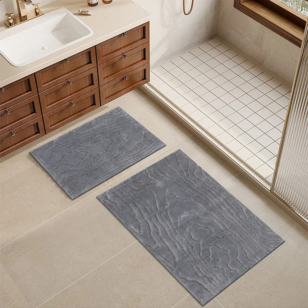 Aspen Wood Bath Mat - Dark Grey, Cotton