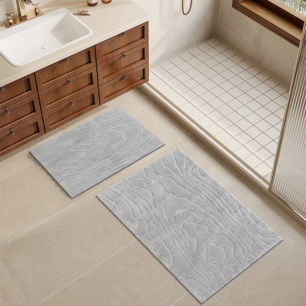 Aspen Wood Bath Mat - Light Grey, Cotton