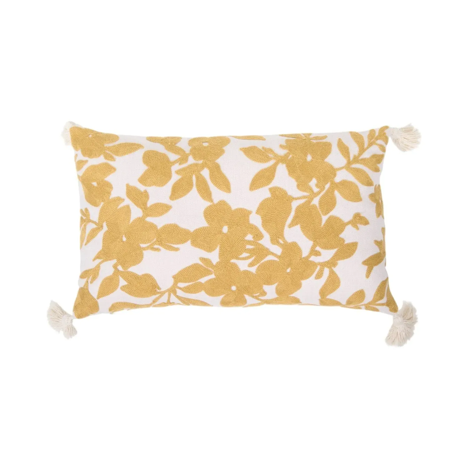 Astbury Floral Cushion - White and Mustard image