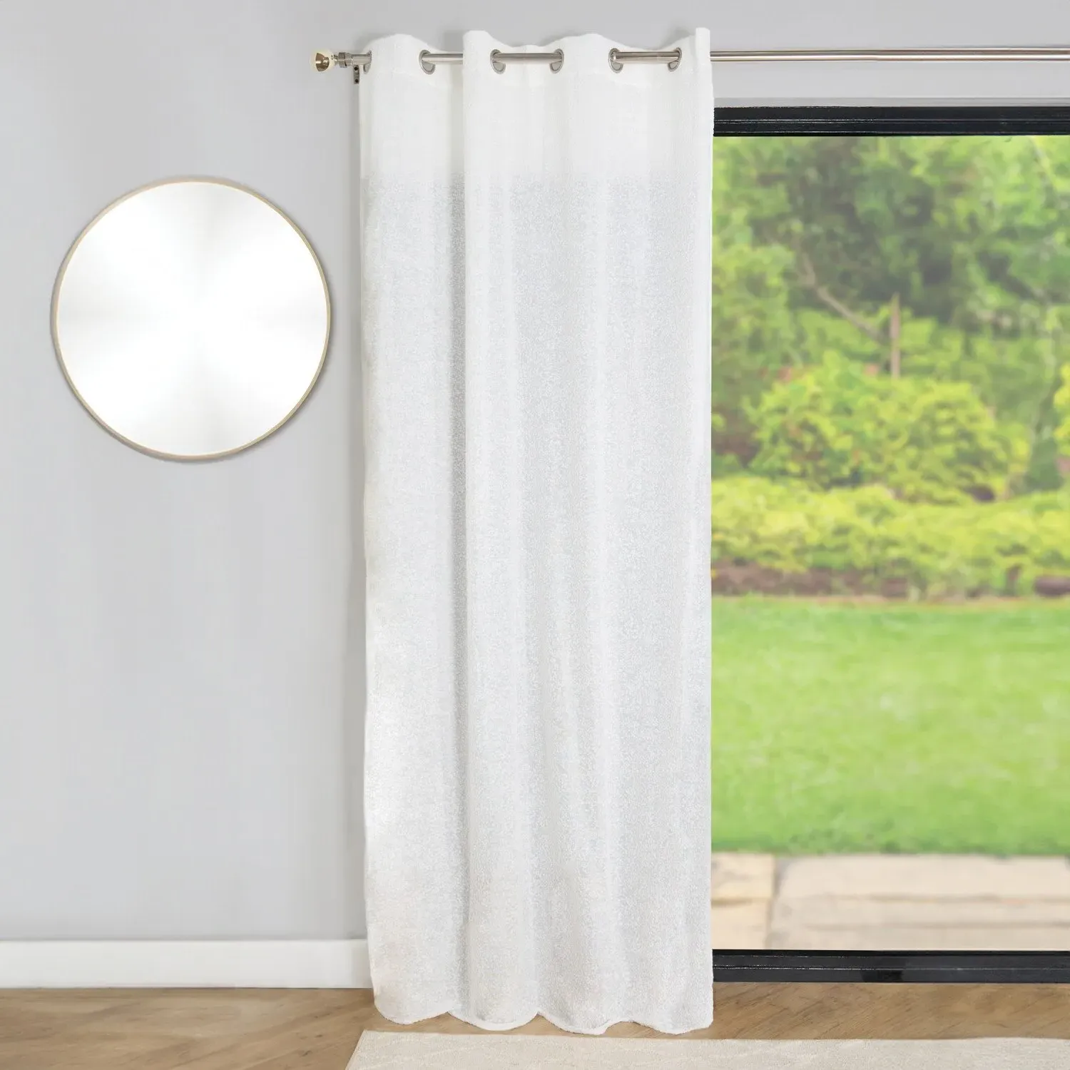 Astra Jacquard Voile Curtain - White image