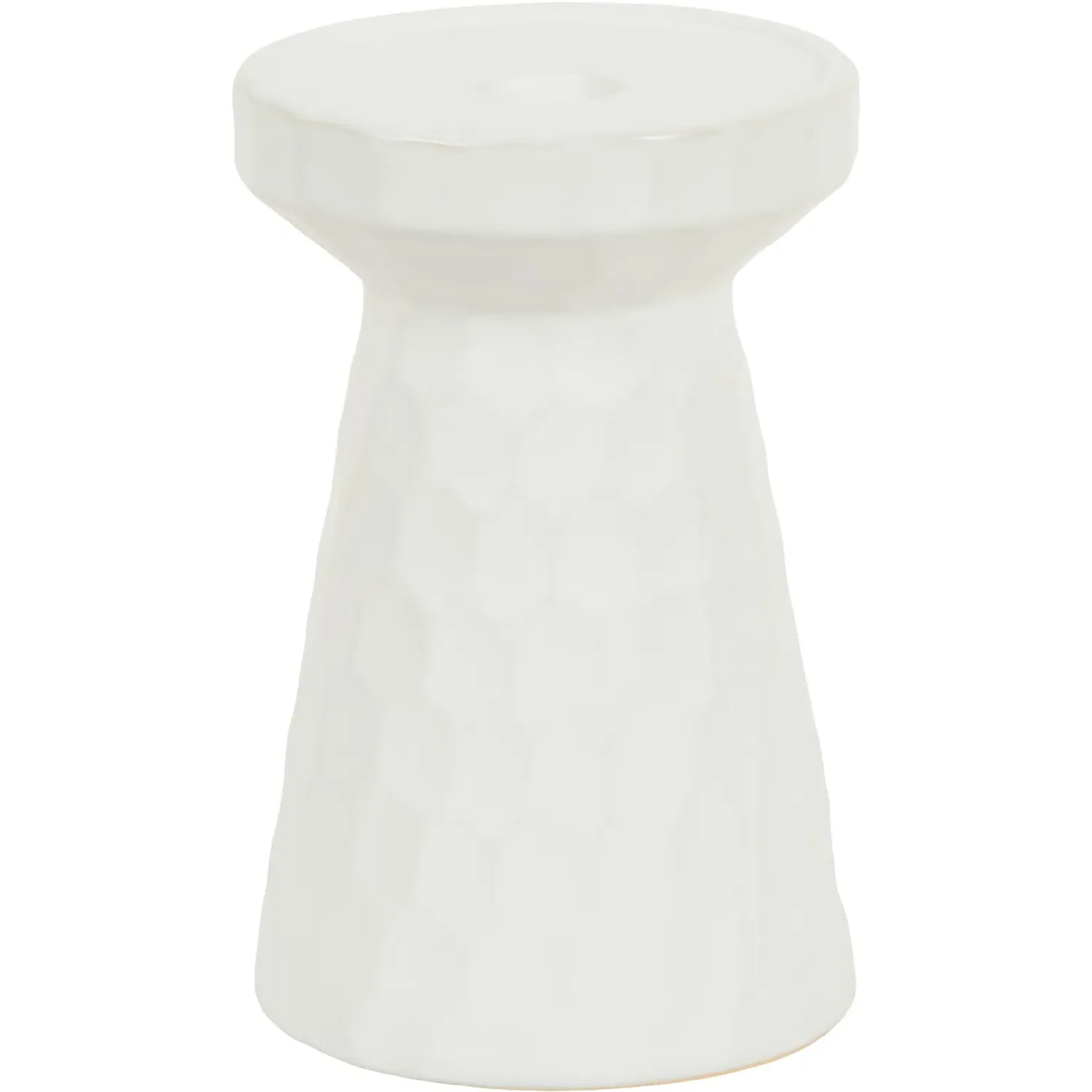 Astrid Hammered Dual Candle Holder - White