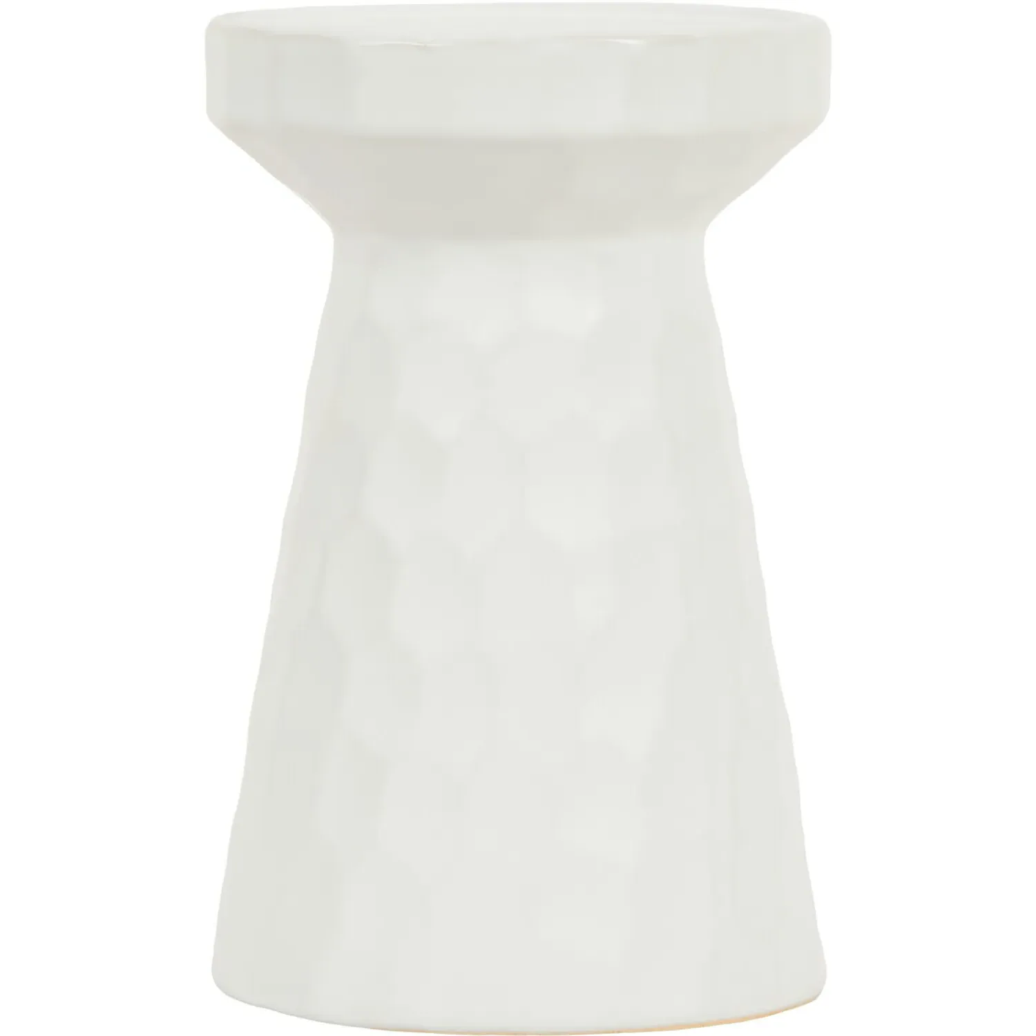 Astrid Hammered Dual Candle Holder - White
