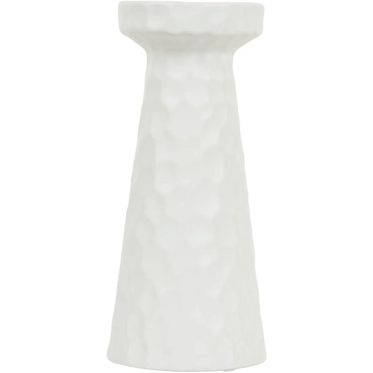 Astrid Hammered Dual Candle Holder - White