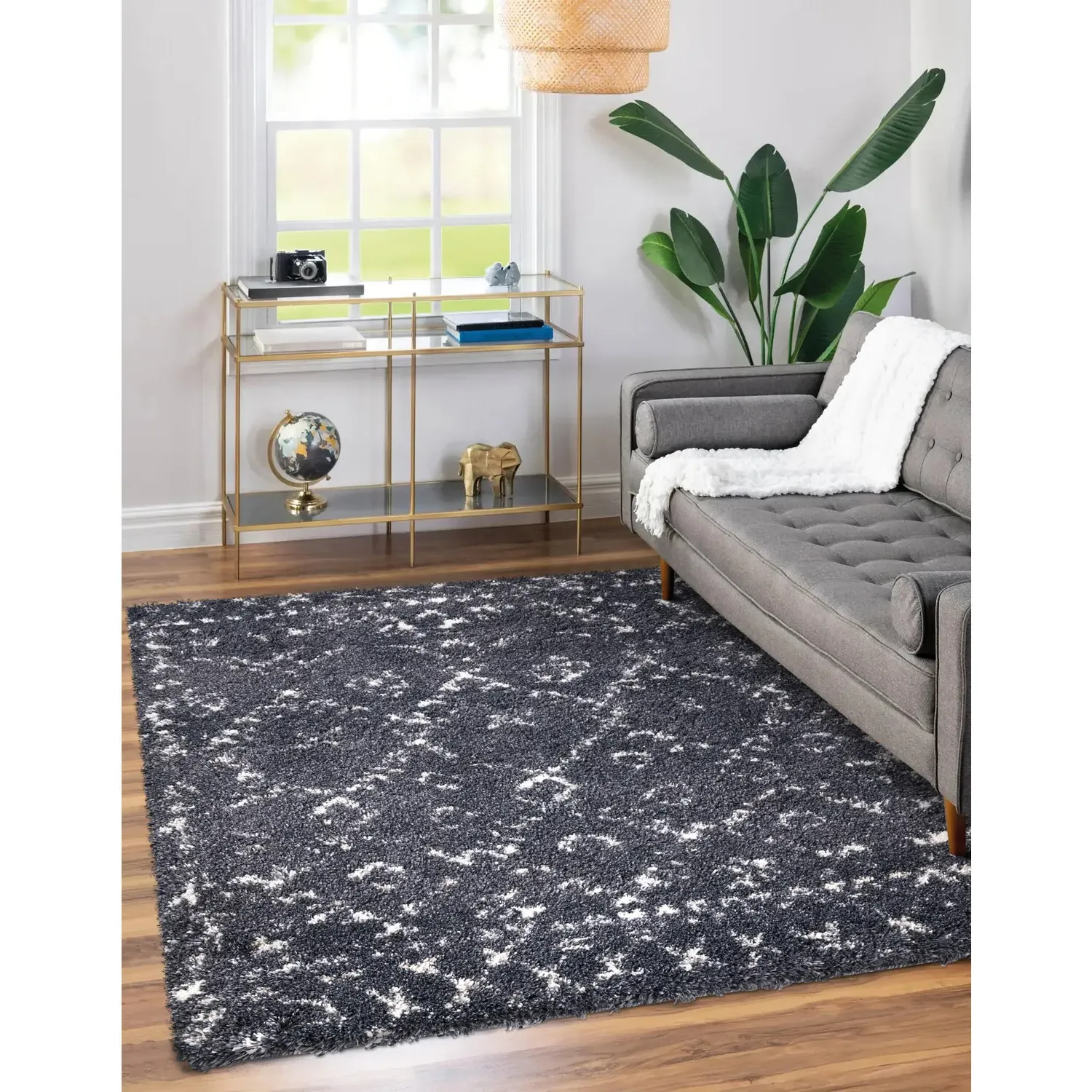 Astrid Nordic Shaggy Rug 140 x 200cm - Navy