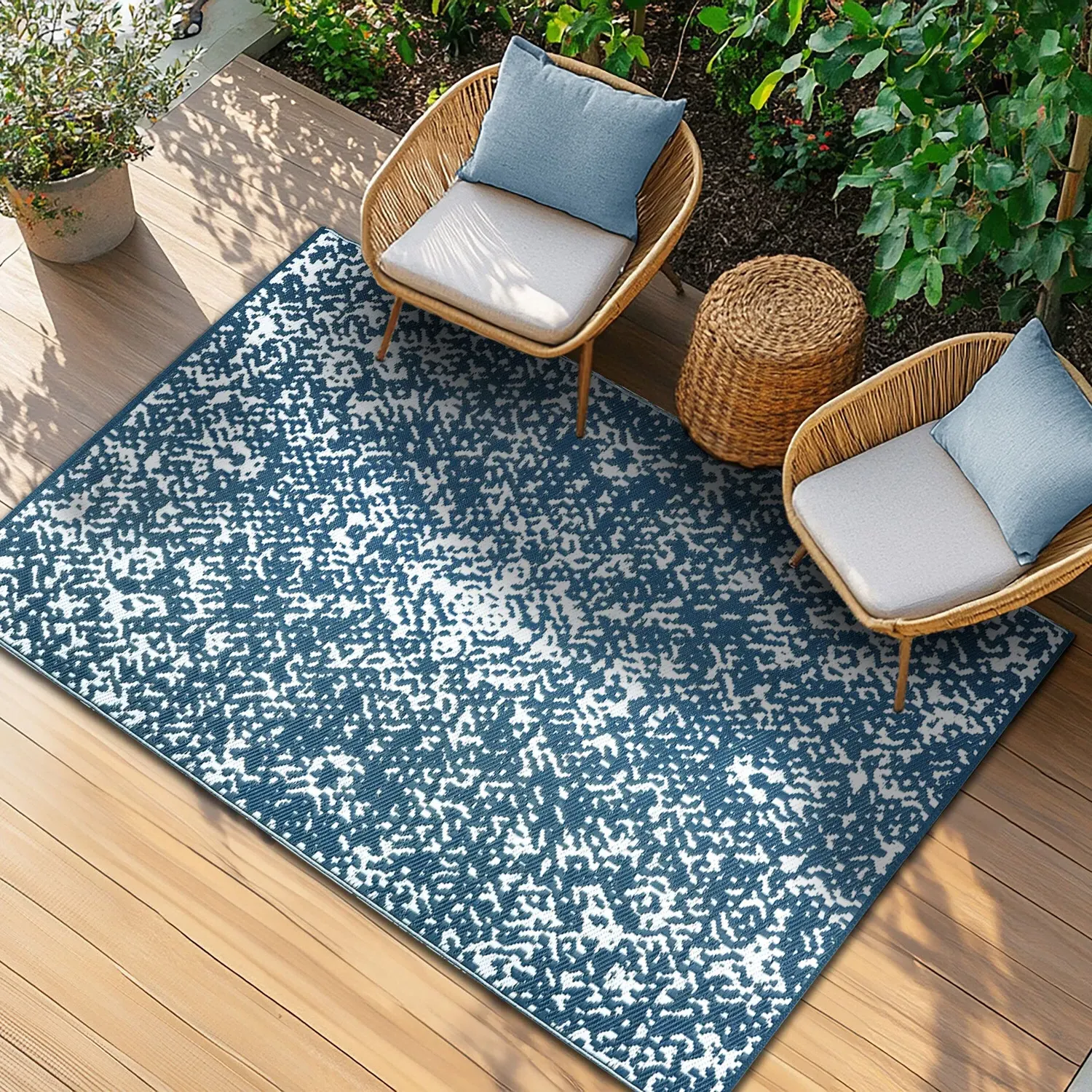 Athens Reversible Outdoor Rug - Ocean Blue