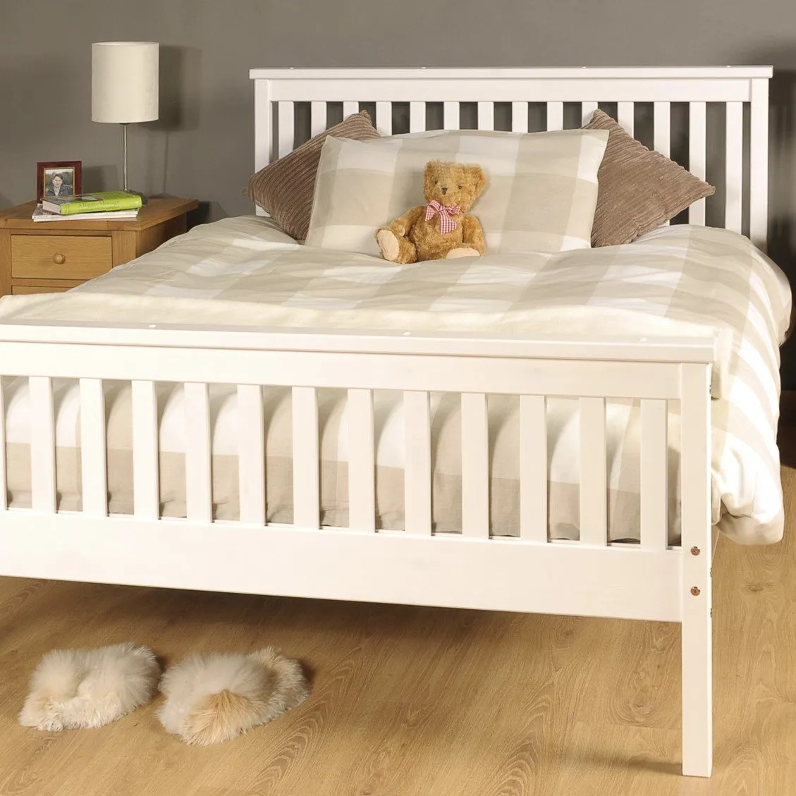 Atlantis Double Bed Frame - White, Pine