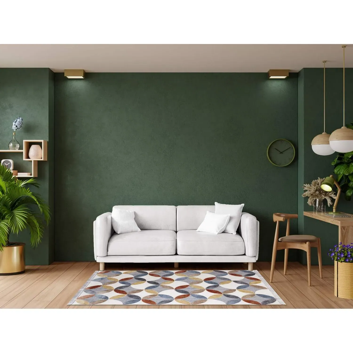 Aubuery 140cm Rug with Fringe Trim - Geometric Pattern