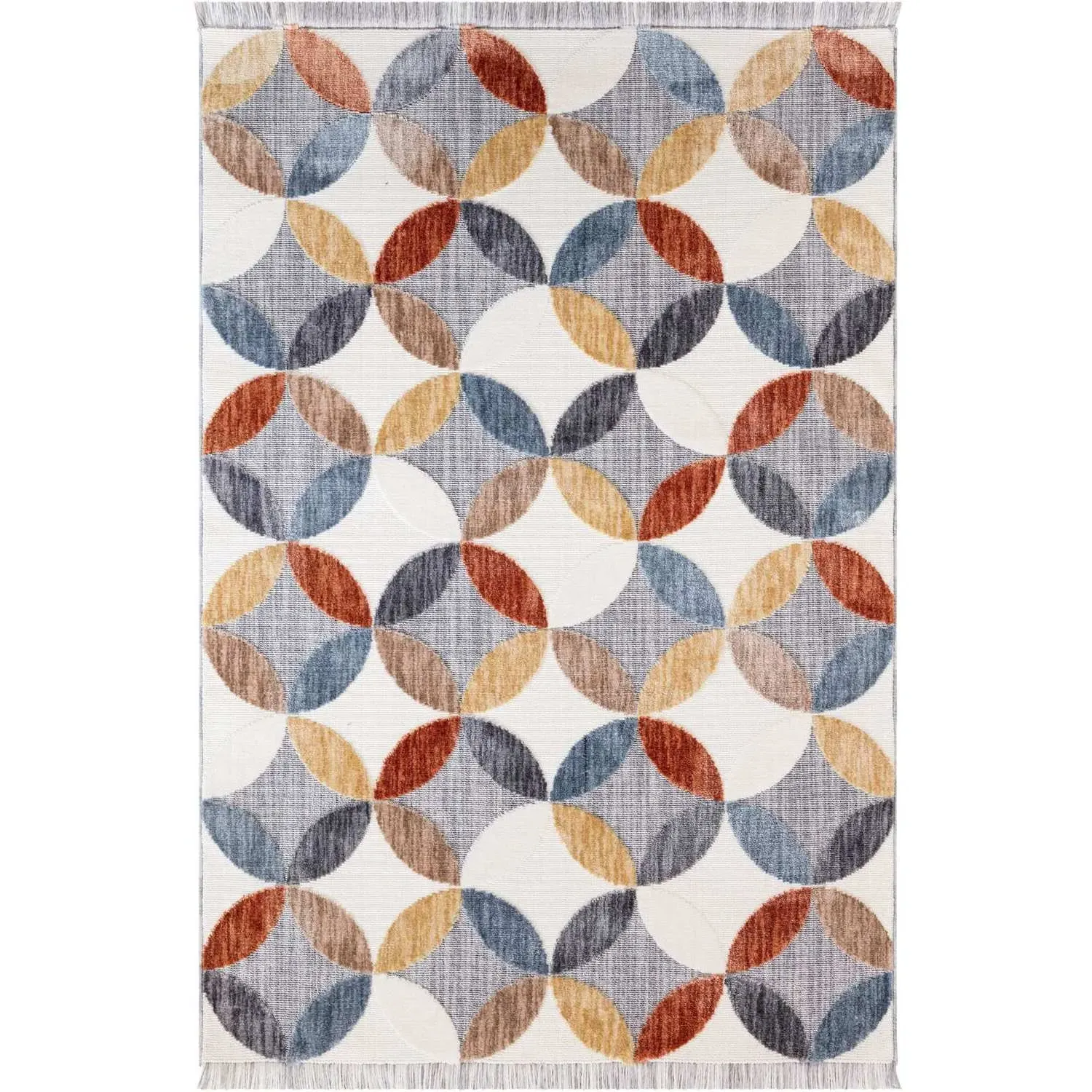 Aubuery 140cm Rug with Fringe Trim - Geometric Pattern