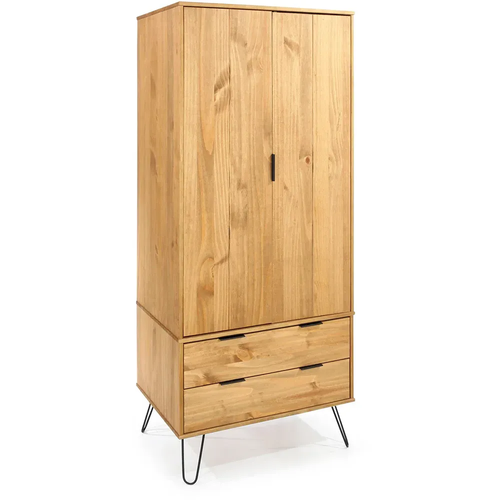 Augusta 2 Door 2 Drawer Wardrobe - Brown, Pine